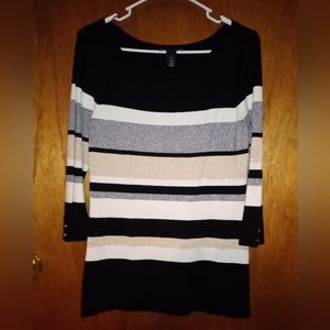 Size Small 3/4 Sleeves White House Black Market Glittery Crew Neck Sweater